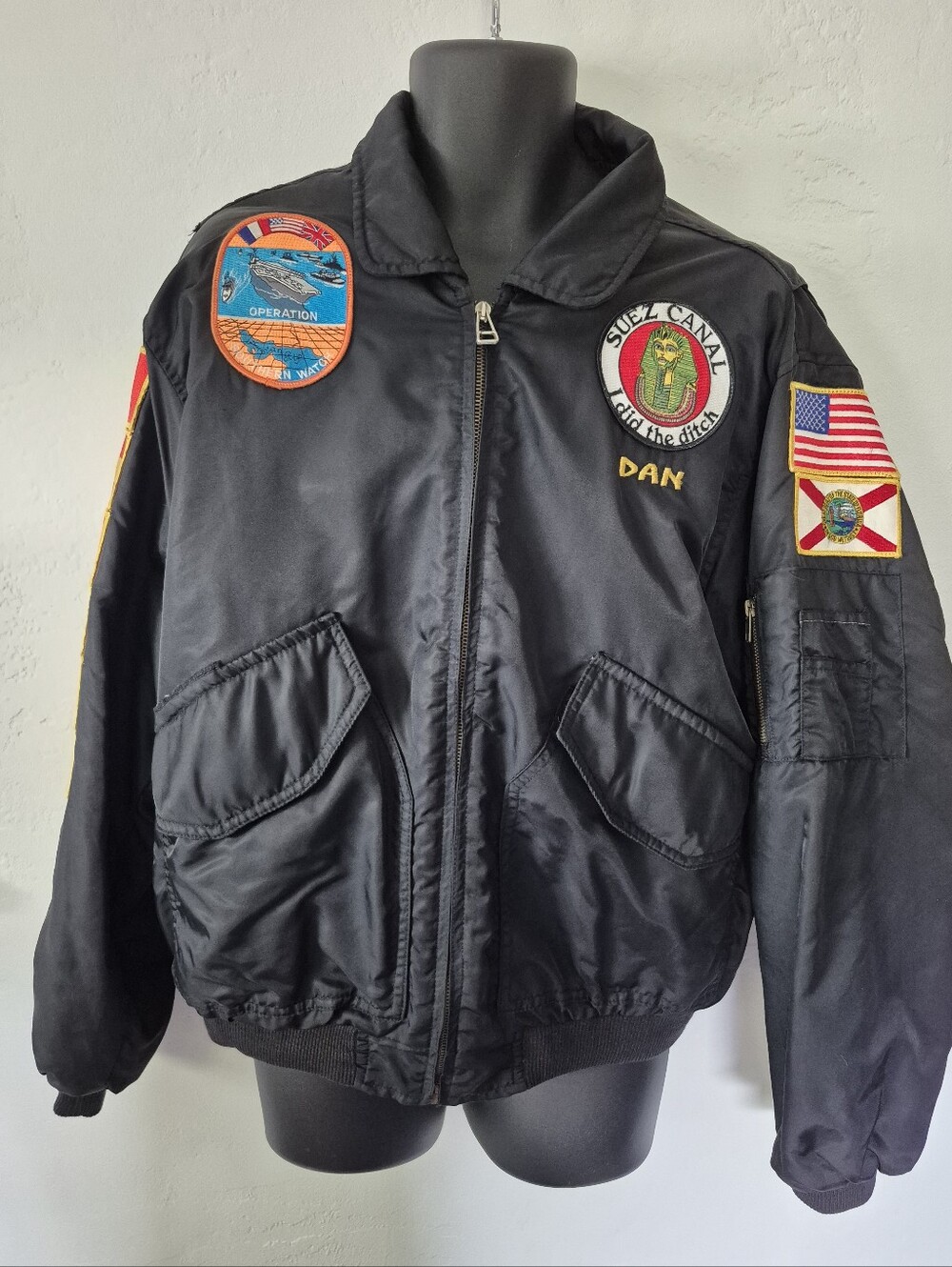 Vintage Nylon Bomber With Patches L